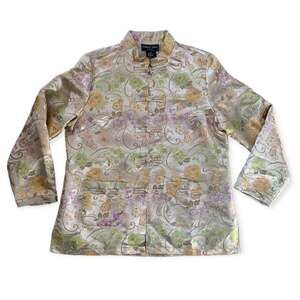 Robert Louis womens large vintage silk Asian inspired blazer jacket floral